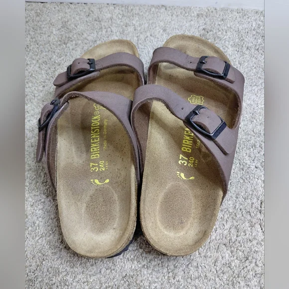 Birkenstock Women Size 37/6 Us Narrow Brown Sandals with Buckle Detail - Picture 7 of 10
